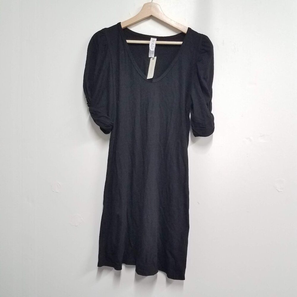 Anthropologie Amadi Twist Puff Sleeve V-Neck Mini Dress Black Womens XS 68388255